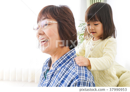 Child playing with grandma Child playing with grandma 37990953