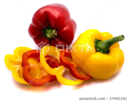 Fresh mixed paprika isolated on white Fresh mixed paprika isolated on white 37992292