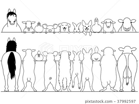 Set of farm animals that stood up - Stock Illustration [37992597] - PIXTA