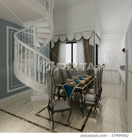 Interior dining room in a classic style 3d 37994082