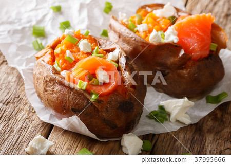 Healthy and tasty food baked sweet potato stuffed 37995666