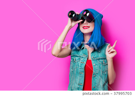 Girl in red with heart shape box for Valentine 37995703