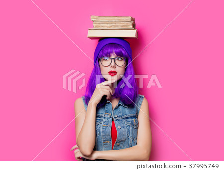 Girl in red with heart shape box for Valentine 37995749