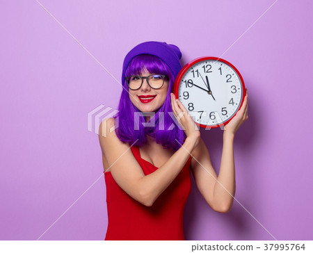 Girl in red with heart shape box for Valentine Girl in red with heart shape box for Valentine 37995764