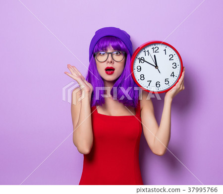 Girl in red with heart shape box for Valentine Girl in red with heart shape box for Valentine 37995766