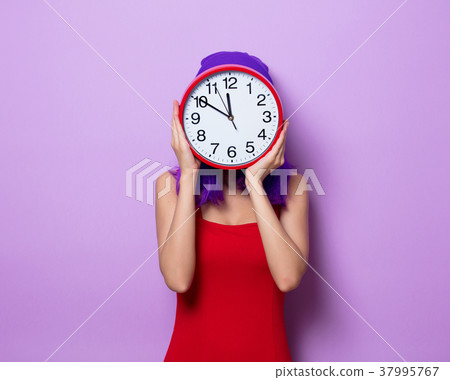 Girl in red with heart shape box for Valentine 37995767