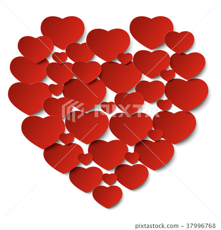 Heart from paper Valentines day card 37996768