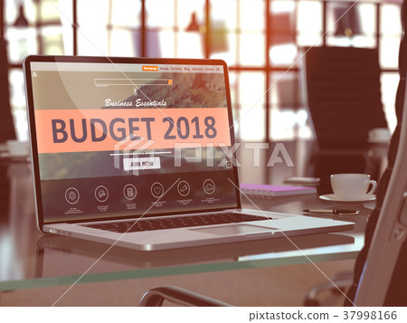 Laptop Screen with Budget 2018 Concept. 3d 37998166