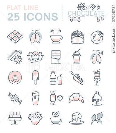 Set Vector Flat Line Icons Chocolate Set Vector Flat Line Icons Chocolate 37998784