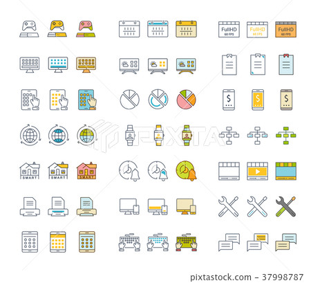Set Vector Flat Line Icons Cloud Service Set Vector Flat Line Icons Cloud Service 37998787