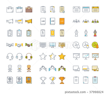 Set Vector Flat Line Icons Office and Business - Stock Illustration ...