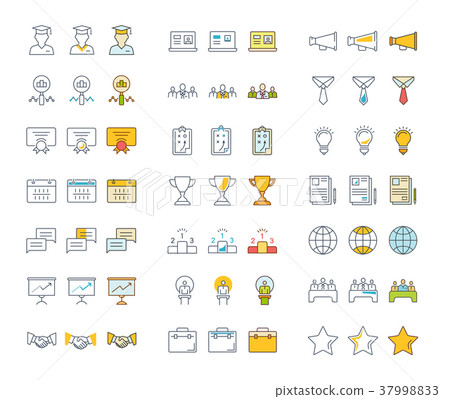 Set Vector Flat Line Icons Business Training - Stock Illustration ...