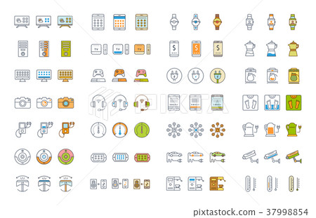 Set Vector Flat Line Icons Appliance - Stock Illustration [37998854 ...