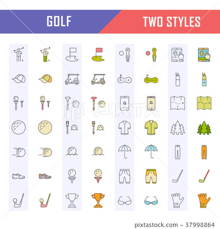 Set Vector Flat Line Icons Golf - Stock Illustration [37998864] - PIXTA