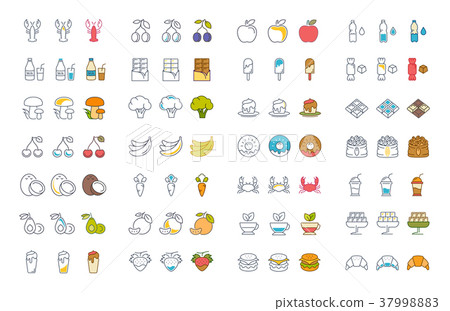 Set Line Icons Food Set Line Icons Food 37998883