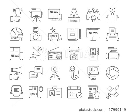 Set Vector Flat Line Icons Journalism 37999149