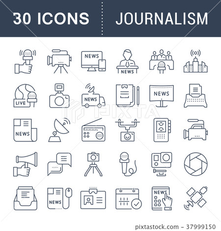 Set Vector Flat Line Icons Journalism 37999150