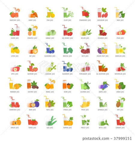 Set Vector Flat Icons of Juice - Stock Illustration [37999151] - PIXTA