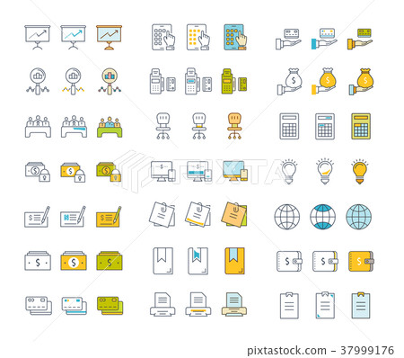 Set Vector Flat Line Icons Office and Business - Stock Illustration ...