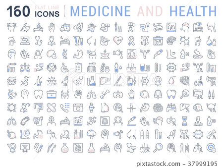 Set Vector Flat Line Icons Medicine and Health 37999195