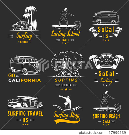 Vector Set Surf Badges, Sign and Logos 37999289