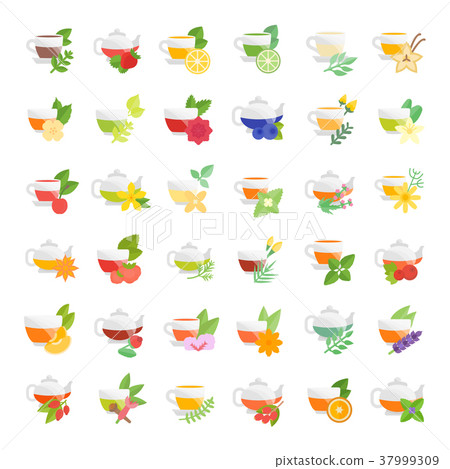 Set Vector Flat Icons of Tea Set Vector Flat Icons of Tea 37999309