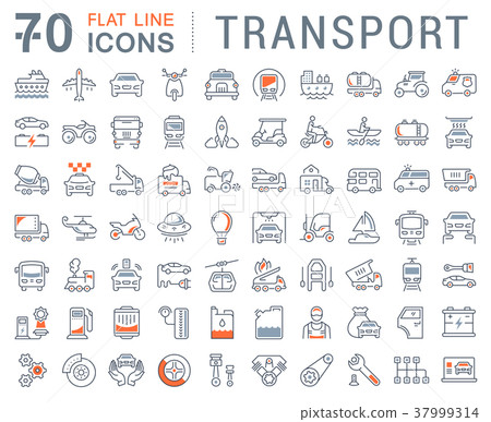 Set Vector Flat Line Icons Transport Set Vector Flat Line Icons Transport 37999314
