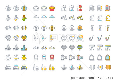 Set Vector Flat Line Icons UK 37999344