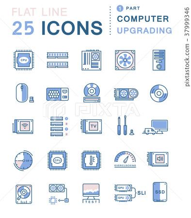 Set Vector Flat Line Icons Upgrading Computer Set Vector Flat Line Icons Upgrading Computer 37999346