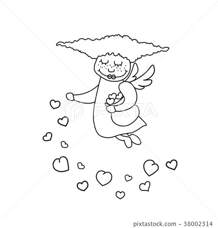 Vector illustration of little angel with hearts 38002314