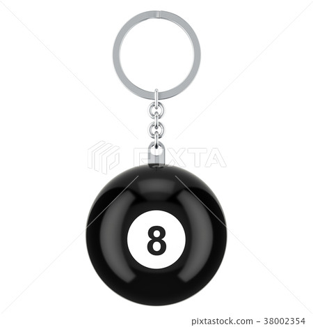Keychain with billiard black eight ball 38002354