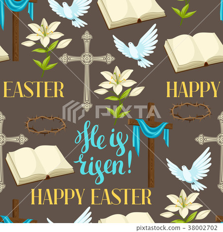 Happy Easter seamless pattern of decorative Happy Easter seamless pattern of decorative 38002702