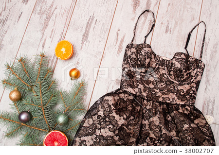 Dress with lace on the thin straps Dress with lace on the thin straps 38002707