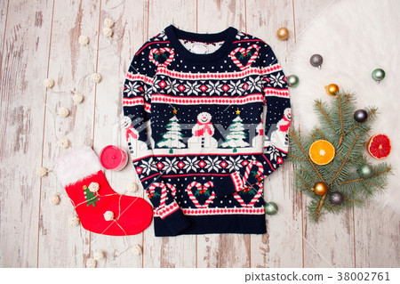 Winter sweater with Christmas pattern Winter sweater with Christmas pattern 38002761