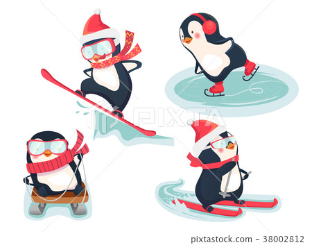 active penguins in winter 38002812