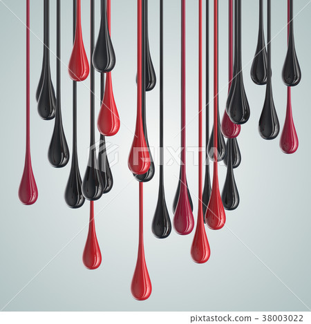 3D red and black glossy paint drop blobs 38003022