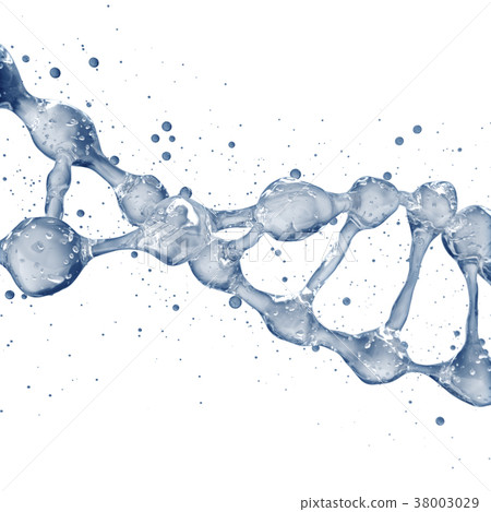 3d illustration of DNA molecule model from water. 3d illustration of DNA molecule model from water. 38003029