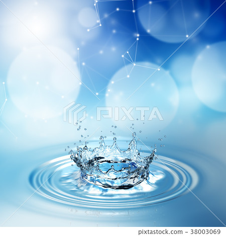 blue water splash on bokeh background. blue water splash on bokeh background. 38003069