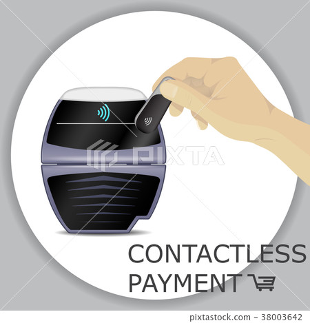 Hand holding wireless, contactless fob, keychain   38003642