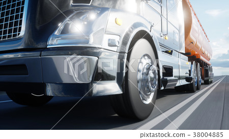 Gasoline tanker, Oil trailer, truck on highway 38004885