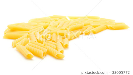 Raw fresh penne isolated on white Raw fresh penne isolated on white 38005772