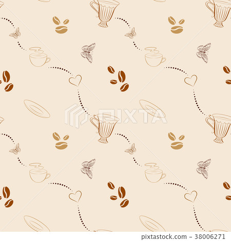 Seamless pattern with coffee beans and cups - Stock Illustration ...
