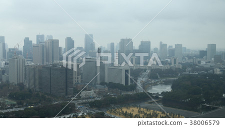 Japan's Tokyo cityscape, overlooked skies, and envy government buildings and the National Assembly Building 38006579