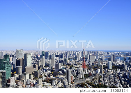 東京城市風景東京鐵塔 東京城市風景東京鐵塔 38008124