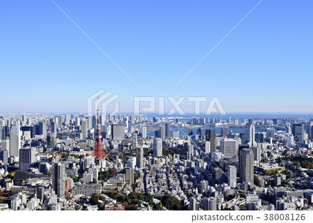 東京城市風景東京鐵塔 東京城市風景東京鐵塔 38008126
