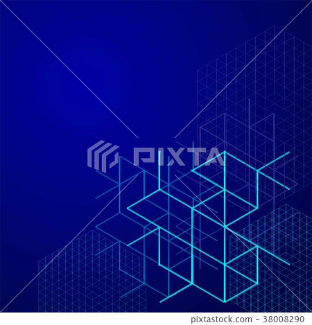 Digital abstract boxes on blue background Digital abstract boxes on blue background 38008290