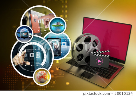 Laptop with reel - Stock Illustration [38010124] - PIXTA