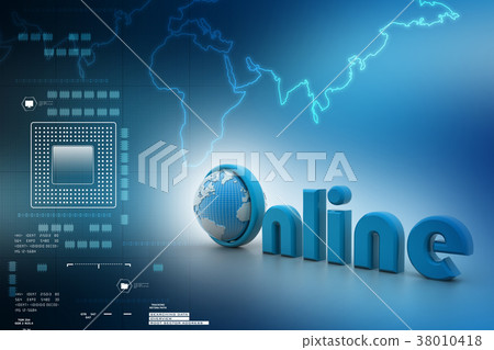 On-line illustration with globe. 38010418