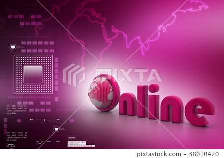 On-line illustration with globe. On-line illustration with globe. 38010420