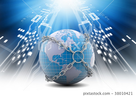 Earth globe close in chain 38010421